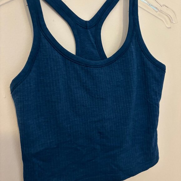 Lululemon Ebb to Street Cropped Racerback Tank Top Teal Color Size 4 - Picture 2 of 6